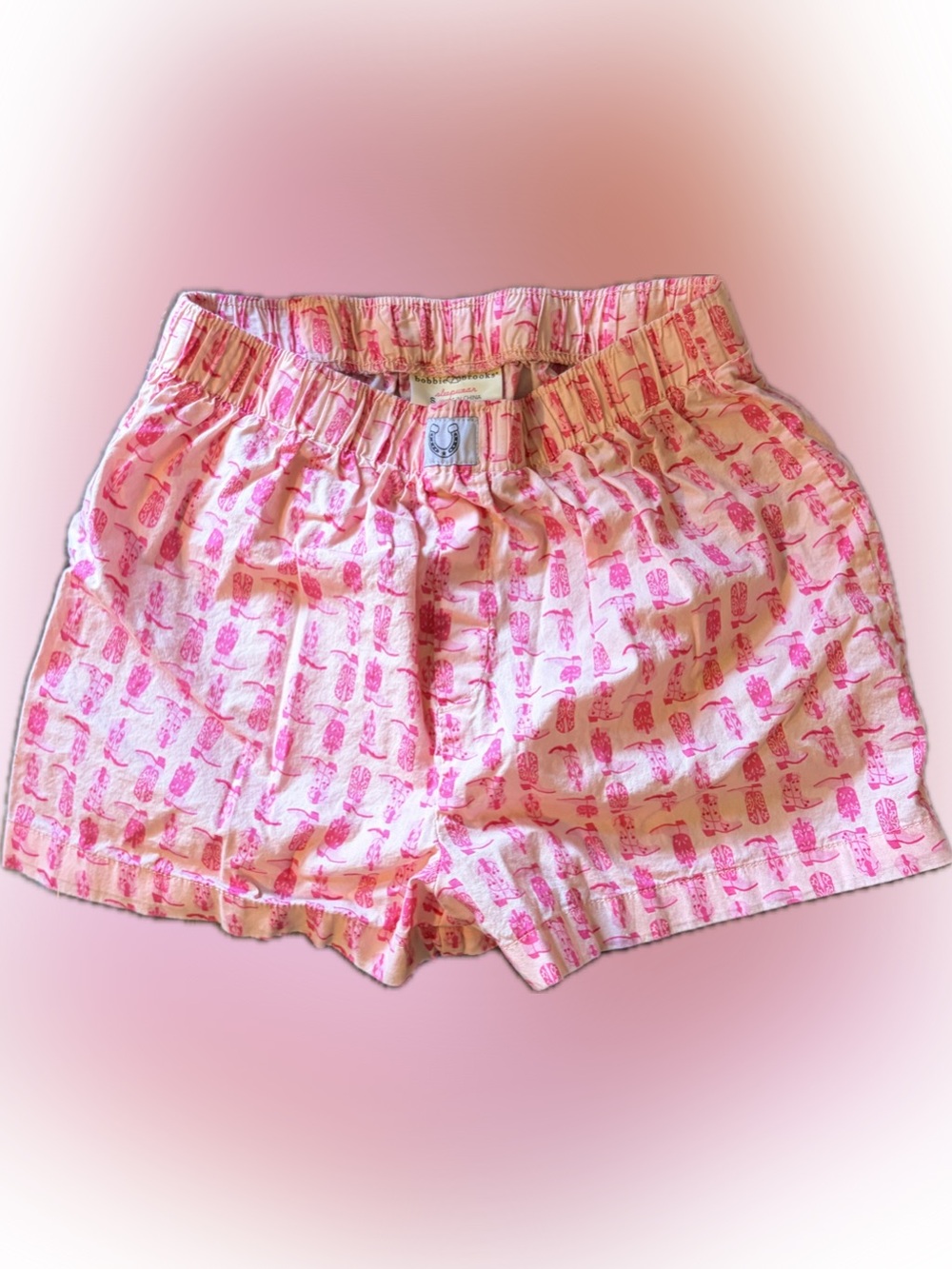 Pink Cowboy Boot Printed 100% Cotton Sleep Shorts